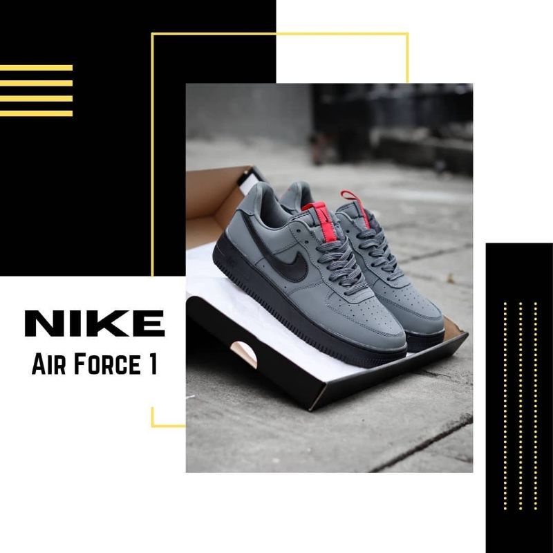 Sepatu Sneakers Nike Air Force 1 Low Anthracite Grey-Red/Black