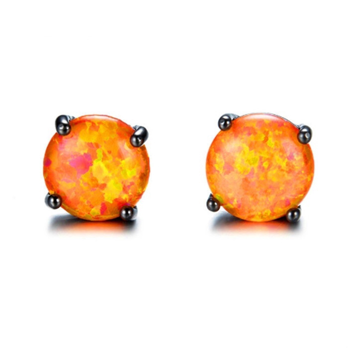 Anting Giwang Model Opal Warna Hitam / Gold Gaya Vintage Unik untuk Wanita