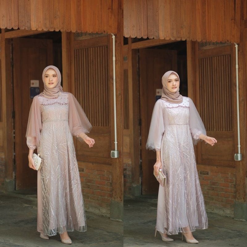 [REAL PIC] GAMIS BRUKAT ADEVA - Baju Gamis Brukat Tile Remaja Dewasa Seragam Pesta Wanita Muslim Syar'i Farah Gamis Muslim Terbaru