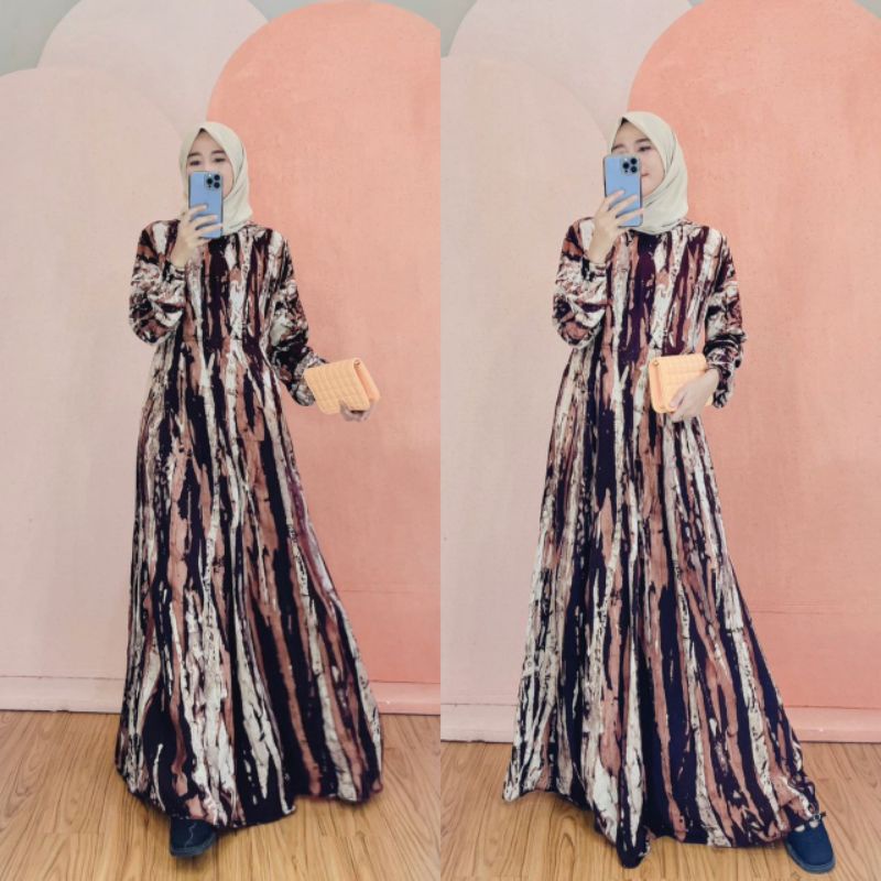 Gamis Rayon Premium Baju gamis Wanita Terbaru Busui Friendly Model Syari Jumbo Dress Batik Pekalonga