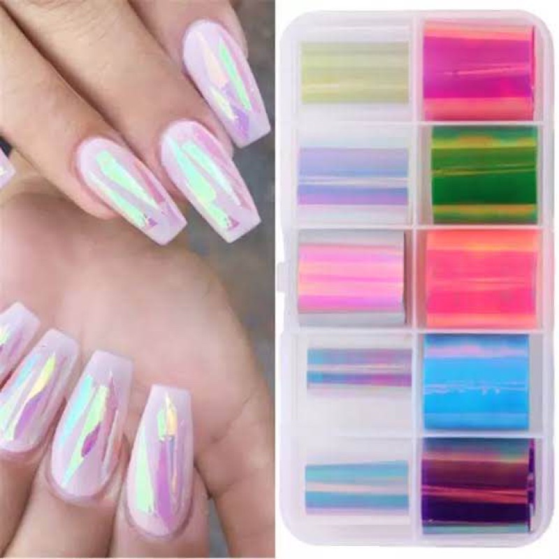 NAIL FOIL KOREAN KOREA GLASS FOIL NAIL ART / FOIL TRANSPARANT NAIL ART KERTAS BENING KOREAN GLASS