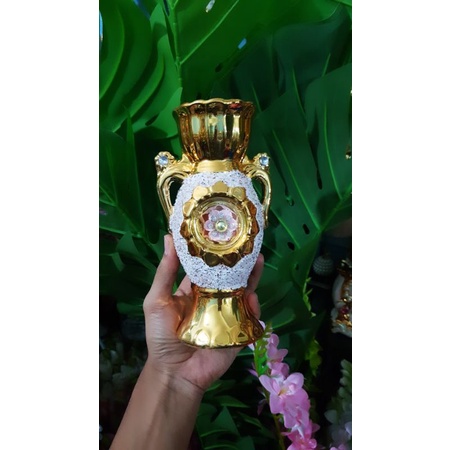 Hiasan pajangan vase keramik gold - keramik hias - vase keramik gold - hiasan lemari kristal - vase