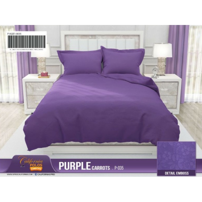 ❤ IJN ❤ Sprei CALIFORNIA POLOS EMBOSS 180x200 - Black Green Forest Purple Peacock Vanilla Sky Lake Blue