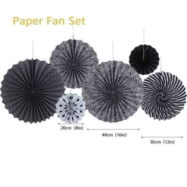 

paper fan black set