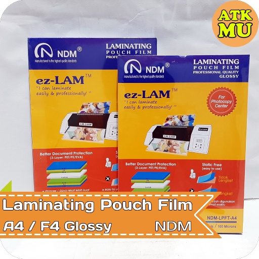 

Plastik Laminating Pouch Film A4 / F4 Glossy NDM Isi 100 Sheets
