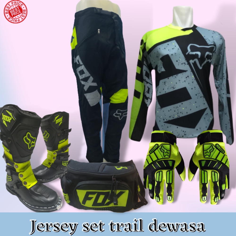 SETELAN JERSEY TRAIL CROSS DEWASA PAKET FULL SET JERSEY CELANA SEPATU SARUNG TANGAN CROSS  DAN TAS P