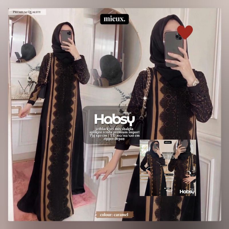 habsy by mieux abaya jetblack ori