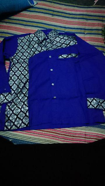 Terhitz Kemeja Panjang Pria Cowok Gatlemen Cowok Biru Navy Dongker Polos Formal Kantor Murah