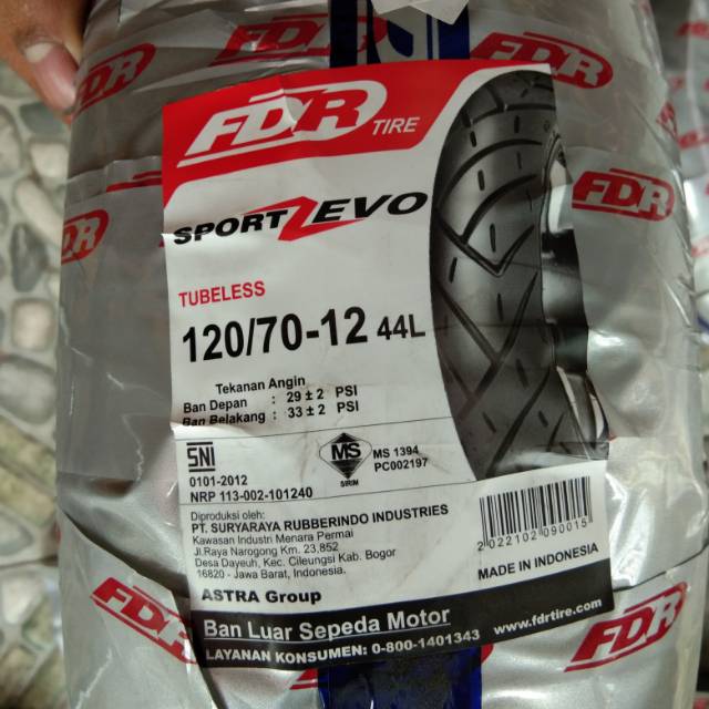 FDR 120/70-12 SPORT ZEVO BAN VESPA SPRINT MATIC DEPAN / BLK
