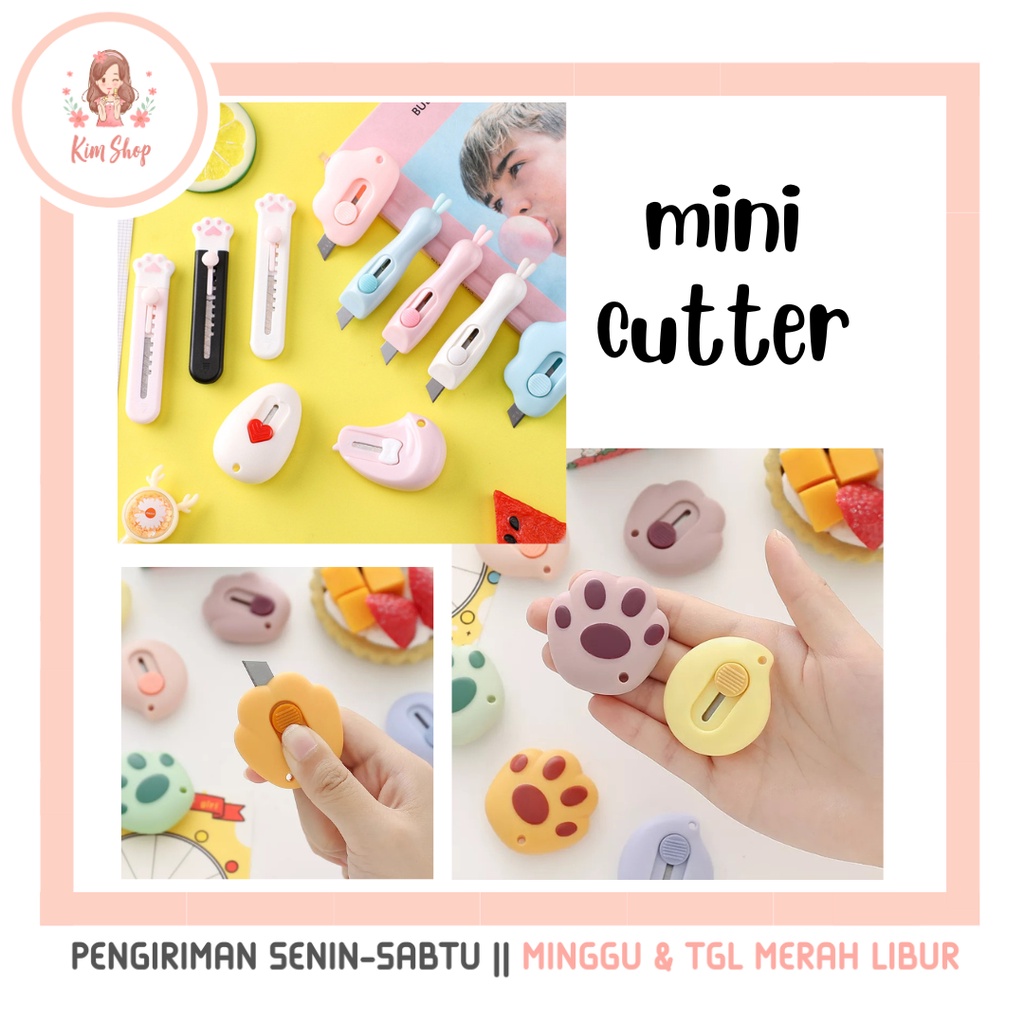 

KIM SHOP - Mini Cutter Lucu Silet Kecil Pisau Pembuka Paket Pemotong Kertas Travel Size Awan Paw Jerapah Karakter