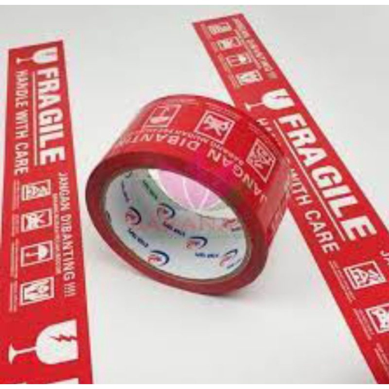 

Lakban Fragile/Lakban Packing/Perekat Packingan/Fragile Merah