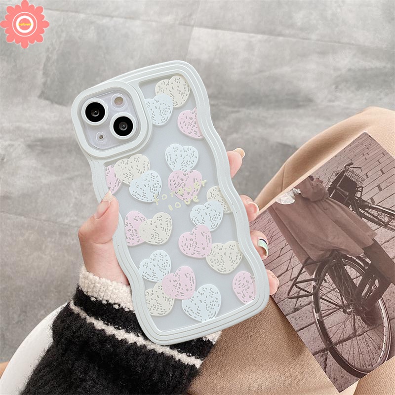 Case Untuk Samsung A14 A04 A04S A23 A50 A32 A04E A13 A03s A51 A52 A50s A03 A20 A30 A20S A53 A33 A22 A12 A31 A30 A52s A11 A21s A02s Love Hati Wavy Edge Soft TPU Case