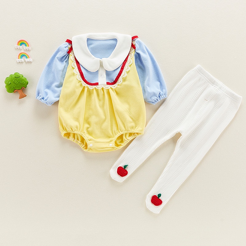 jumpsuit Bayi Lucu Fashion Set Anak Bayi Perempuan Baru Lahir Pakaian dan Legging V38-73/Biru-9-12 Bulan