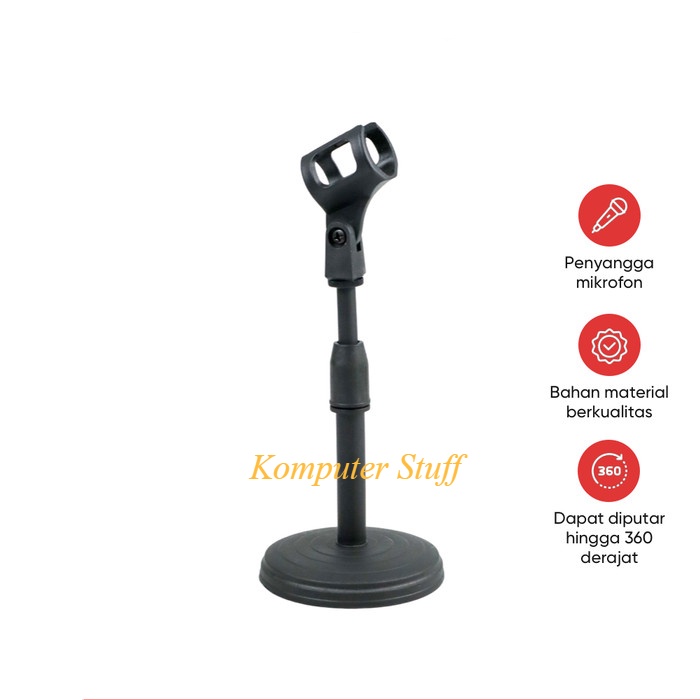 Stand Microphone Penyangga Mikrofon Desktop Disc Adjustable Height