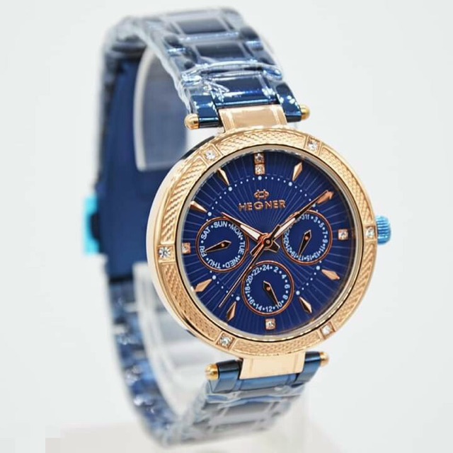Jam tangan Hegner 1636 Blue Rose Gold Wanita