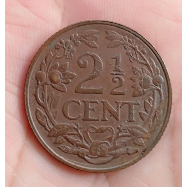 uang Kuno koin 21/2 cent Wilhelmina Nederland atau 2.5 cent Wilhelmina Nederland