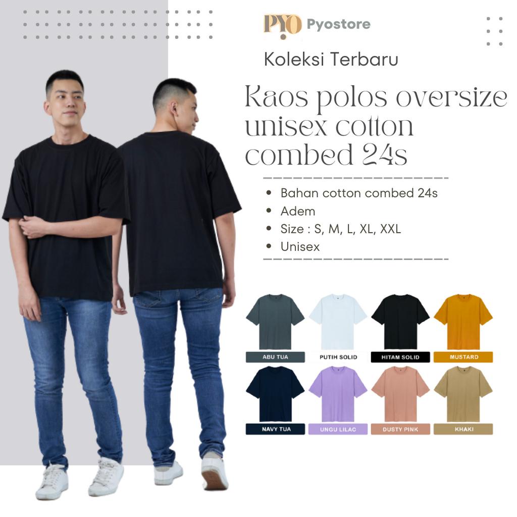 KAOS POLOS OVERSIZE UNISEX COMBED 24S HITAM SOLID