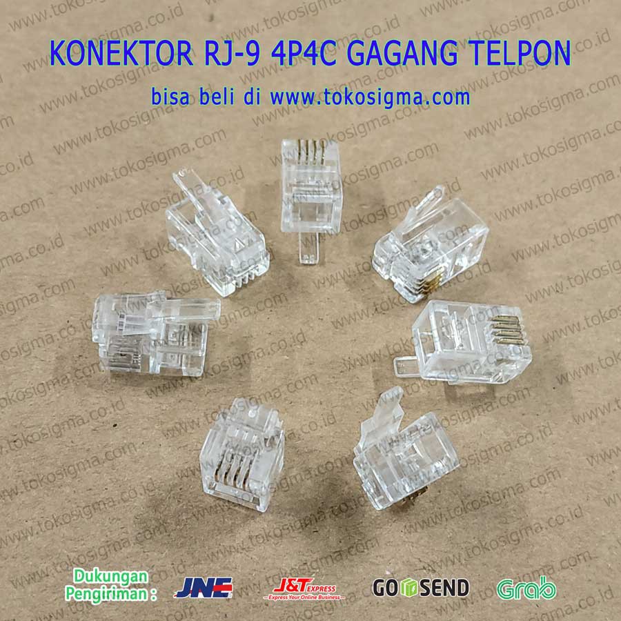 Konektor PLUG RJ-9 4P4C 4 Pin isi 20 pcs - RJ9 gagang telpon telp