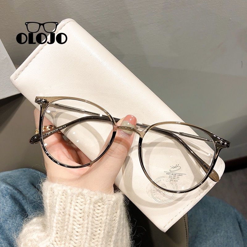 【COD】Kacamata Anti Radiasi Wanita Kacamata Anti Blue Ray Transition Metal Untuk Pria Dan Wanita Bentuk Bulat Retro Eyeglasses Korea Kaca Mata Optik