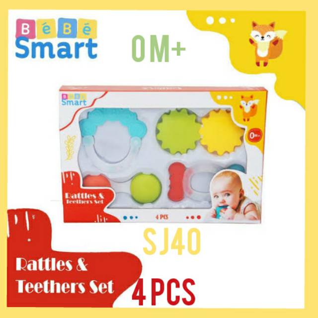 BeBe Smart  Rattles &amp; Teethers 4 PCS