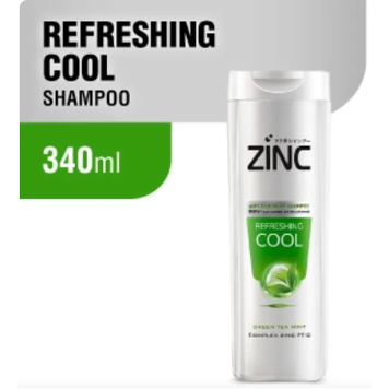 Zinc Refresh Cool Shampoo 340ml Green Tea Mint Anti Dandruff 99% ketombe berkurang Complex Zinc PT - O