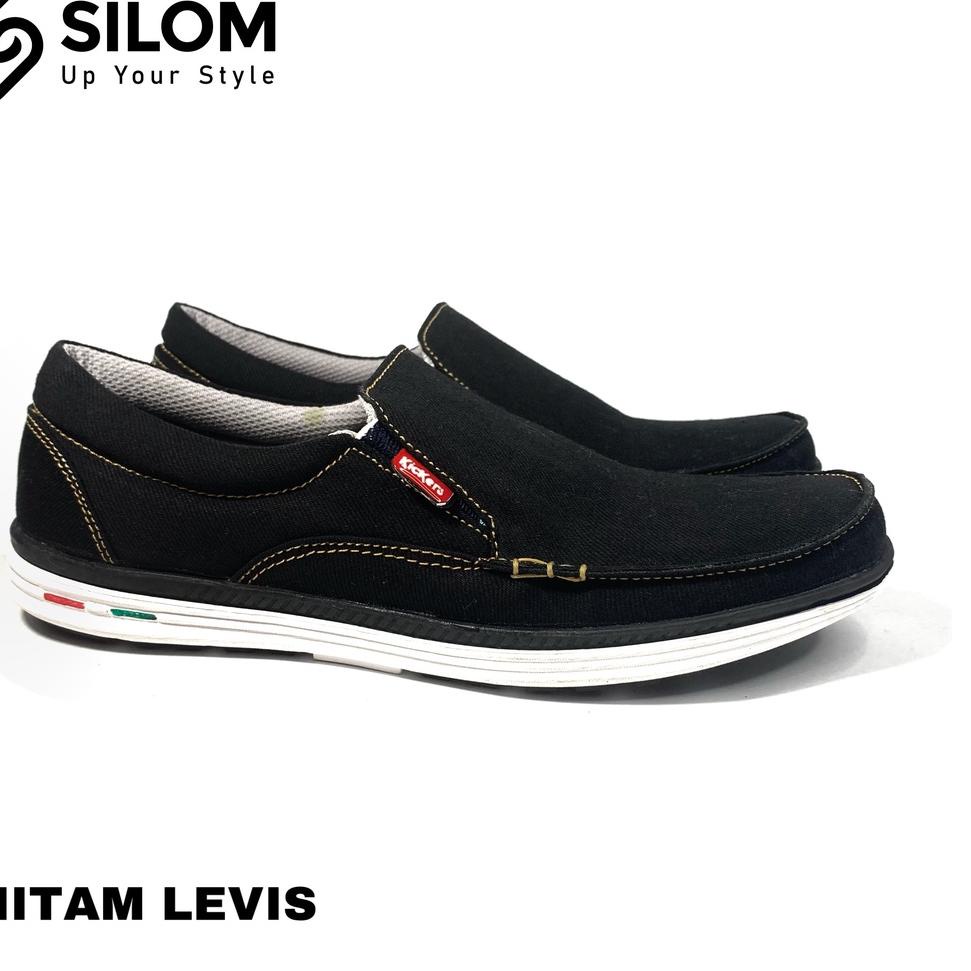 {H-INE) {✪) Sepatu casual pria sepatu slip on bahan levis sepatu pria wanita size 38-43