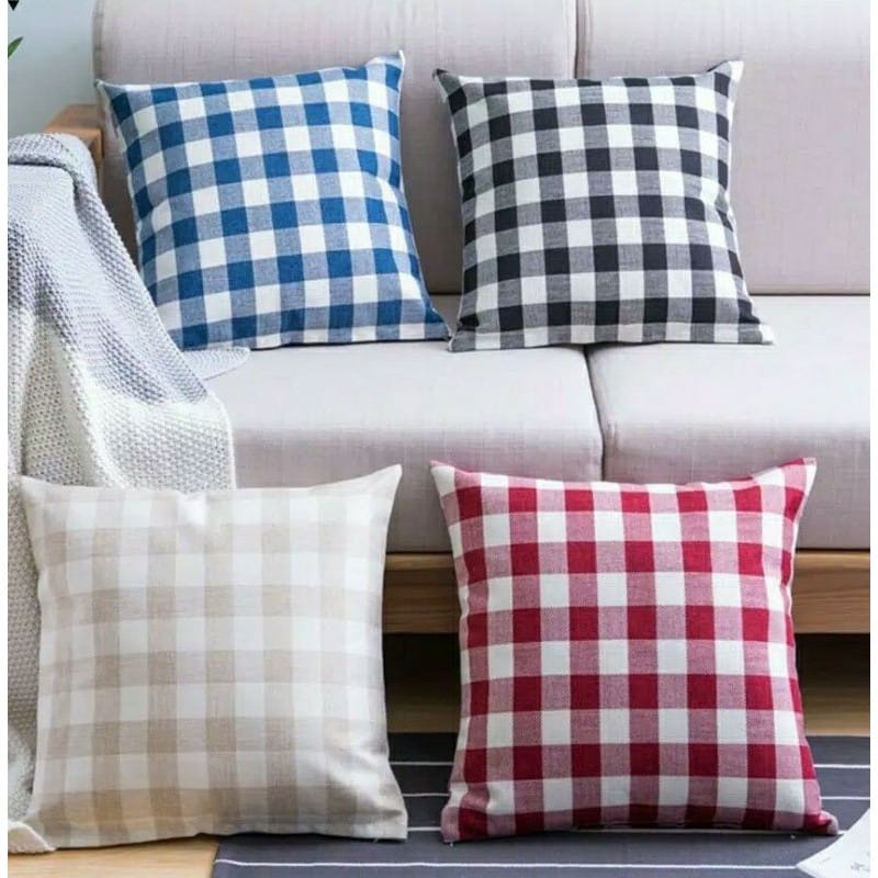 SARUNG BANTAL SOFA / SOPA Motif Kotak-kotak SIZE 45x45 cm Cantik Estetik Kekinian Gaya Korea Katun dari Ismi Store