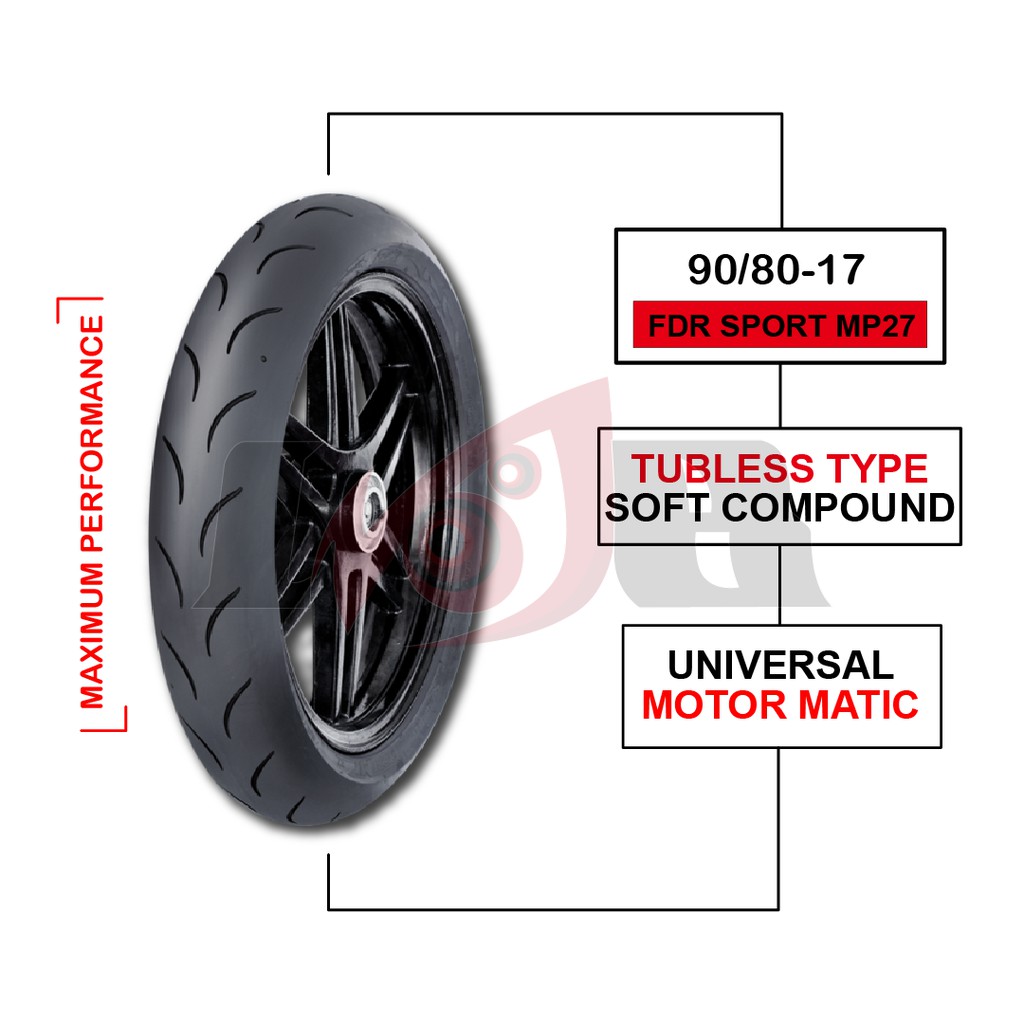 FDR 90/80-17 MP27 Race Soft Compound Racing Ban Luar Motor Bebek MP 27 Balap