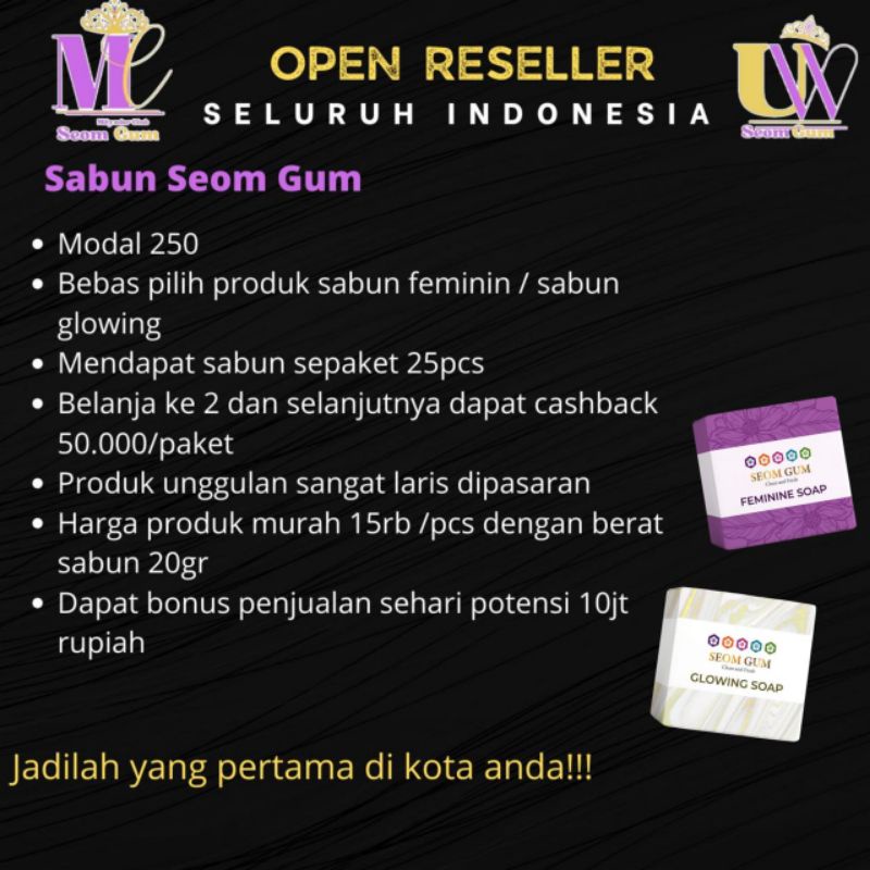 SEOM GUM SATU PAKET / SABUN GLOW / SABUN FEMININE / PAKET USAHA SEOM GUM