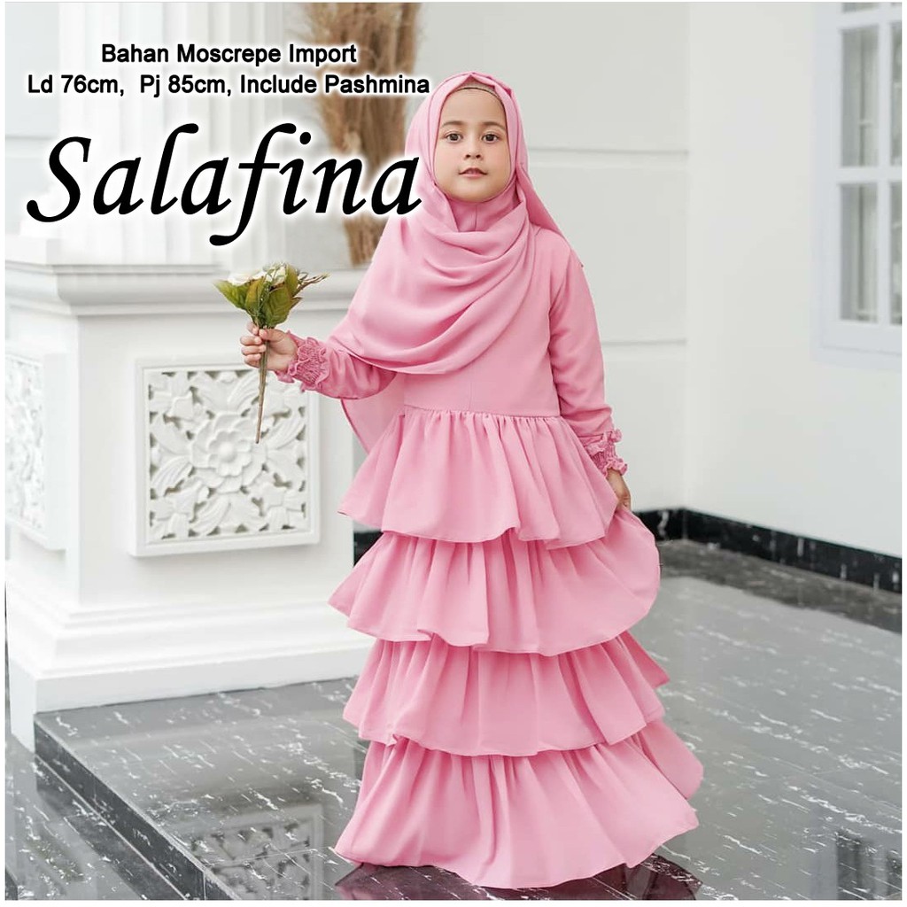 FASHION PAKAIAN MUSLIM ANAK PEREMPUAN GAMIS SYARI SALAFINA KIDS DMR