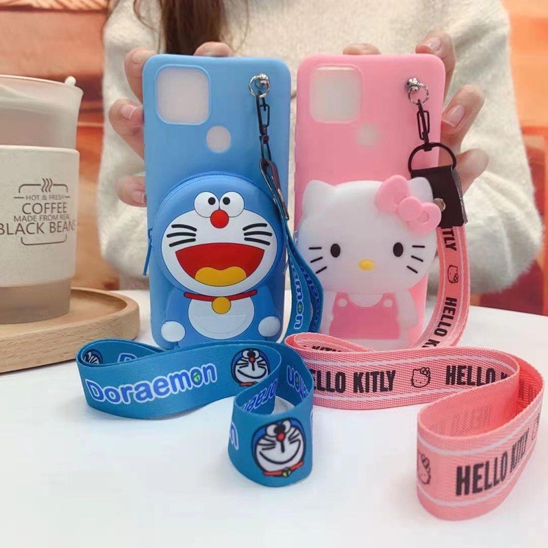 REALME C11 2021/ C21/ C20/ 5/ 5I/ 5S/ C3/ U1/ 2 PRO/ NARZO 30A/ SOFT CASE KARAKTER/BONEKA DISNEY DOMPET KOIN/COIN + GANTUNGAN TALI HP