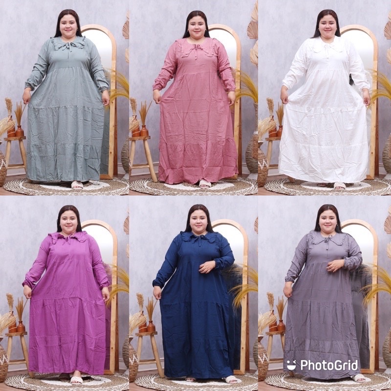 [COD] GAMIS JUMBO LD 130 RAYON PREMIUM KOREA RAYON GRADE A | BIG SIZE | LD 120 PB 135 MIDI DRESS BUS