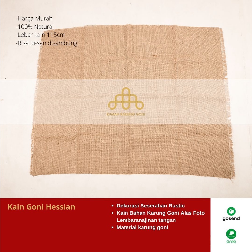 Kain Goni Hessian - Dekorasi Seserahan Rustic - Kain Bahan Karung Goni Alas Foto Lembaran