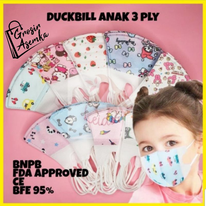 Jual MASKER KIDS DUCKBILL EARLOOP 3PLY ISI 50PCS / MASKER ANAK ANAK ...