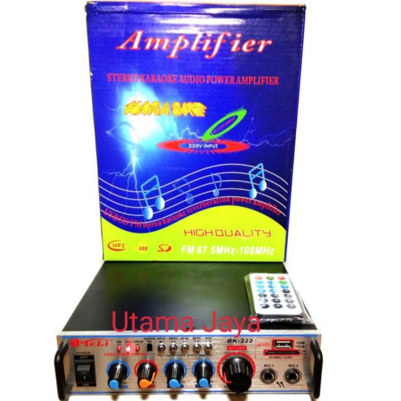 Ampli Mini Teli BK-222 STREO USB FM AC/DC Amplifier