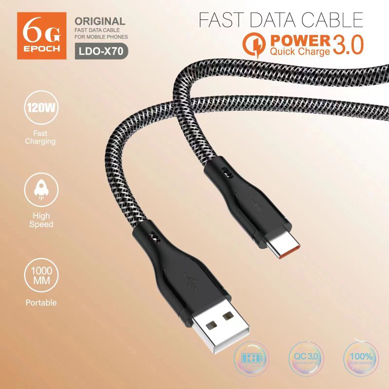 【Shero】Kabel Data Ldo-X70 6G 120W support fast charging