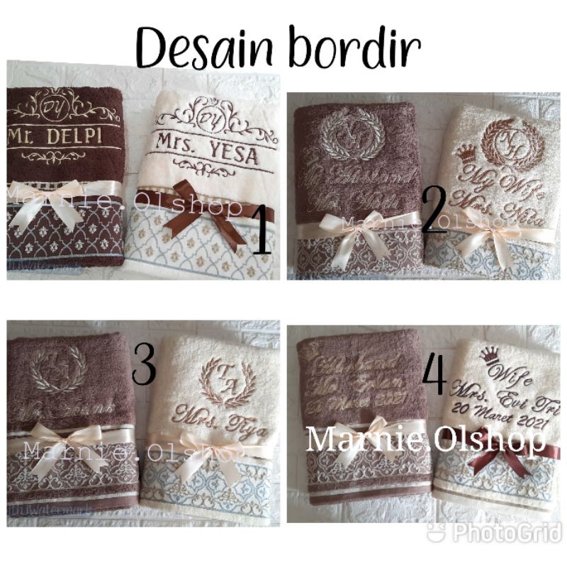 Handuk couple terry palmer signature bordir nama