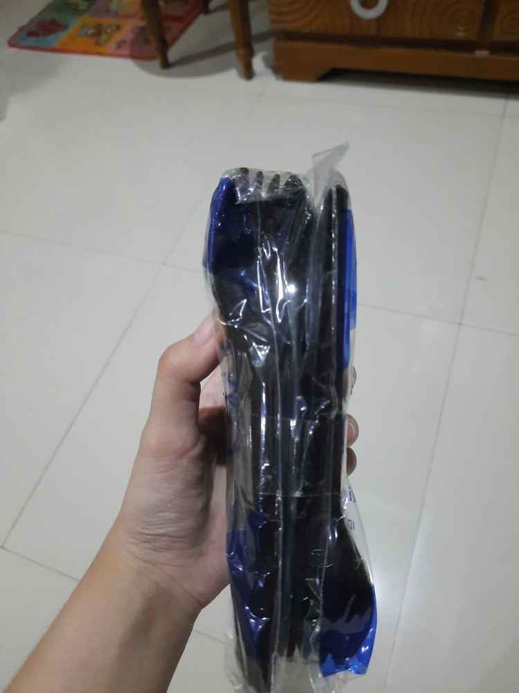 Sendok Garpu 2 In 1 ( 50 Pcs) Warna Hitam / Spork / Half Fork