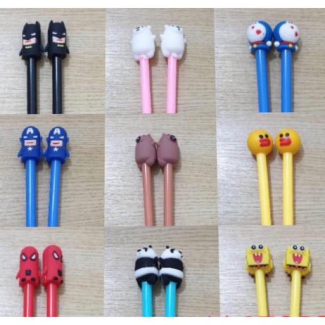 

FSM 1kg muat 100 Pena karakter Pen Pulpen Batman Capt Amerika Spiderman We bare bears Sally Doraemon