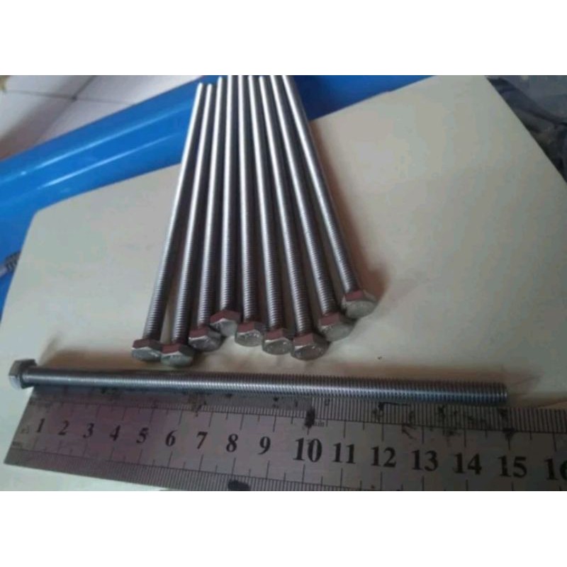 baut hexagonal stainless stainlis m6 x 150 atau baut 10 panjang 15cm