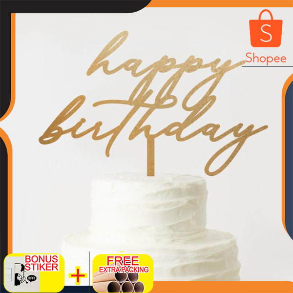 CUSTOM TOPPER HAPPY BIRTHDAY AKRILIK / TOPPER KUE - 10 Elegan