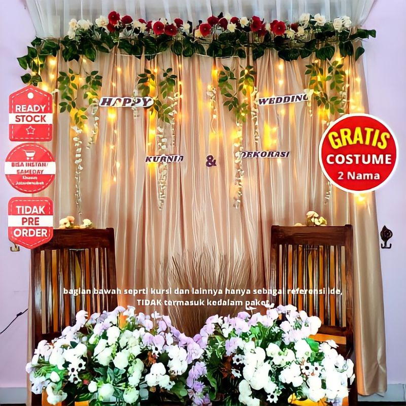 Dekor Dekorasi Backdrop PhotoBooth Kain Hiasan Lamaran Tunangan Akad Nikah Aqiqah Rustic 1 Paket 02