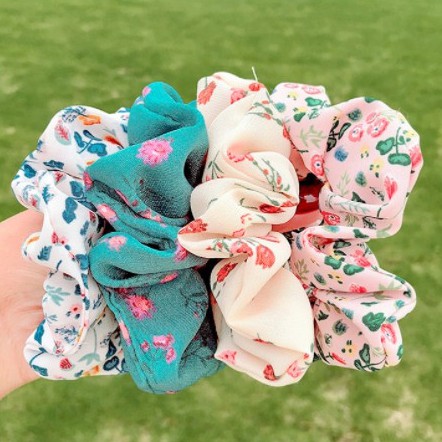 [RD] SCRUNCHIE Motif Korean Style - Ikat Rambut Ponytail Elastis - Cepol Rambut Pastel