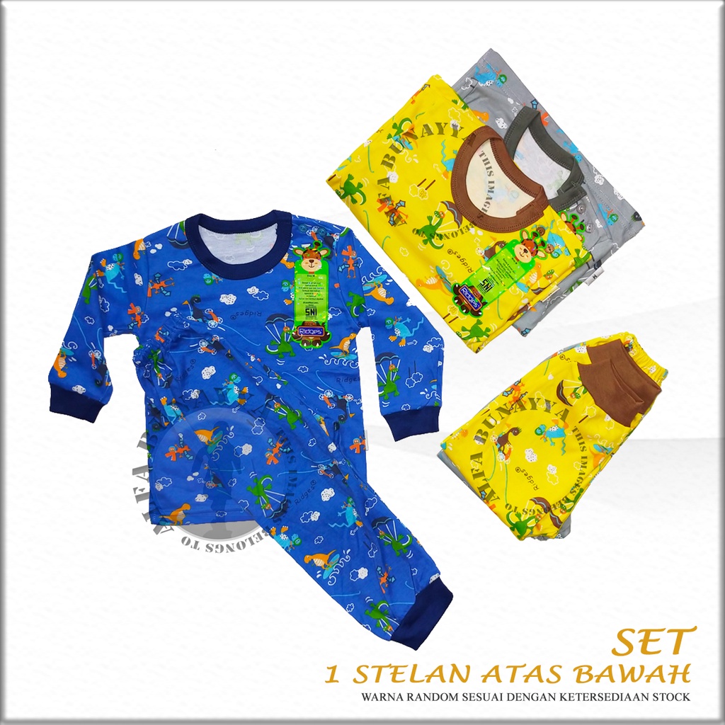 1 SET Stelan Anak Laki Laki RIDGES Panjang- Set Pakaian Anak Bayi Atasan Bawahan