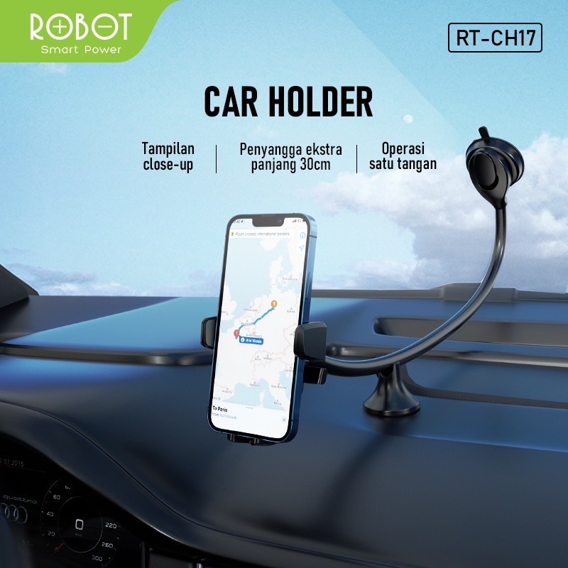 ROBOT Universal Car Holder RT-CH17 30CM Alumunium Tube with Stent - Garansi Resmi 1 Tahun