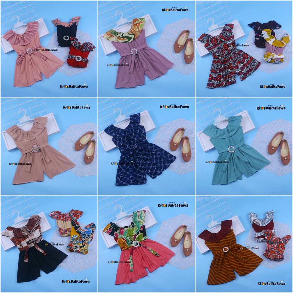 Jumpsuit April uk 1-2 Tahun / Baju Anak Perempuan Pakaian Murah Balita Cewek Adem Baju Pesta Import