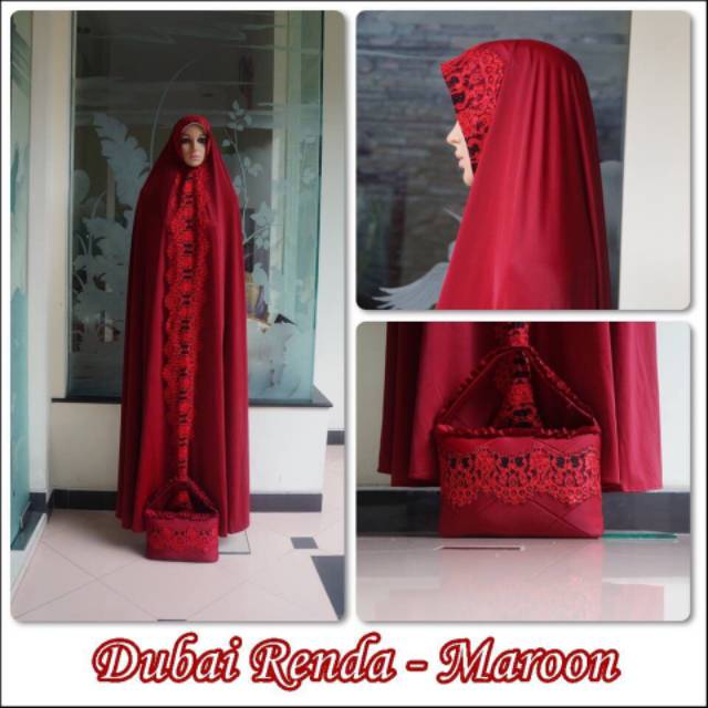 Mukena Dewasa Spandek Dubai Terusan Renda | Mukena Jumbo - 2