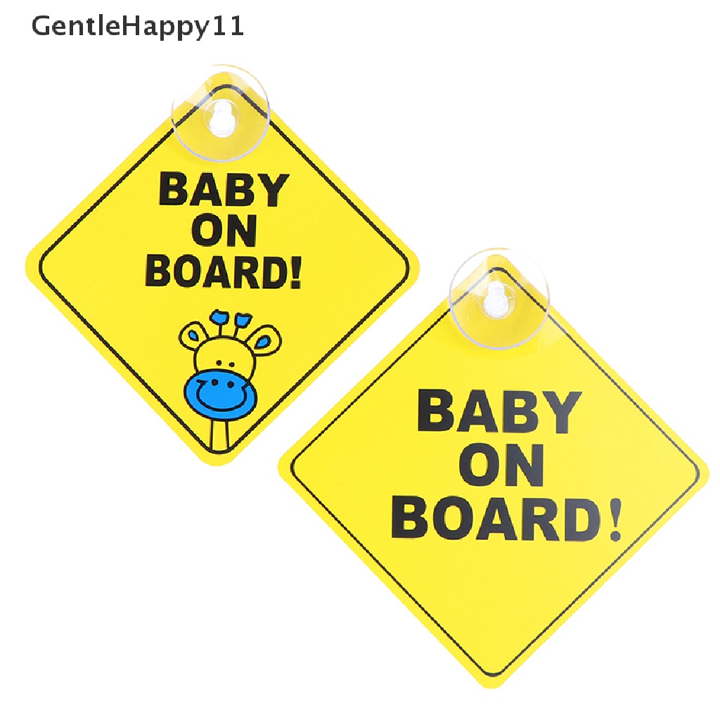 Gentlehappy Baby On Board SAFETY Mobil Jendela Suction Cup Kuning Reflektif Tanda Peringatan 12CM