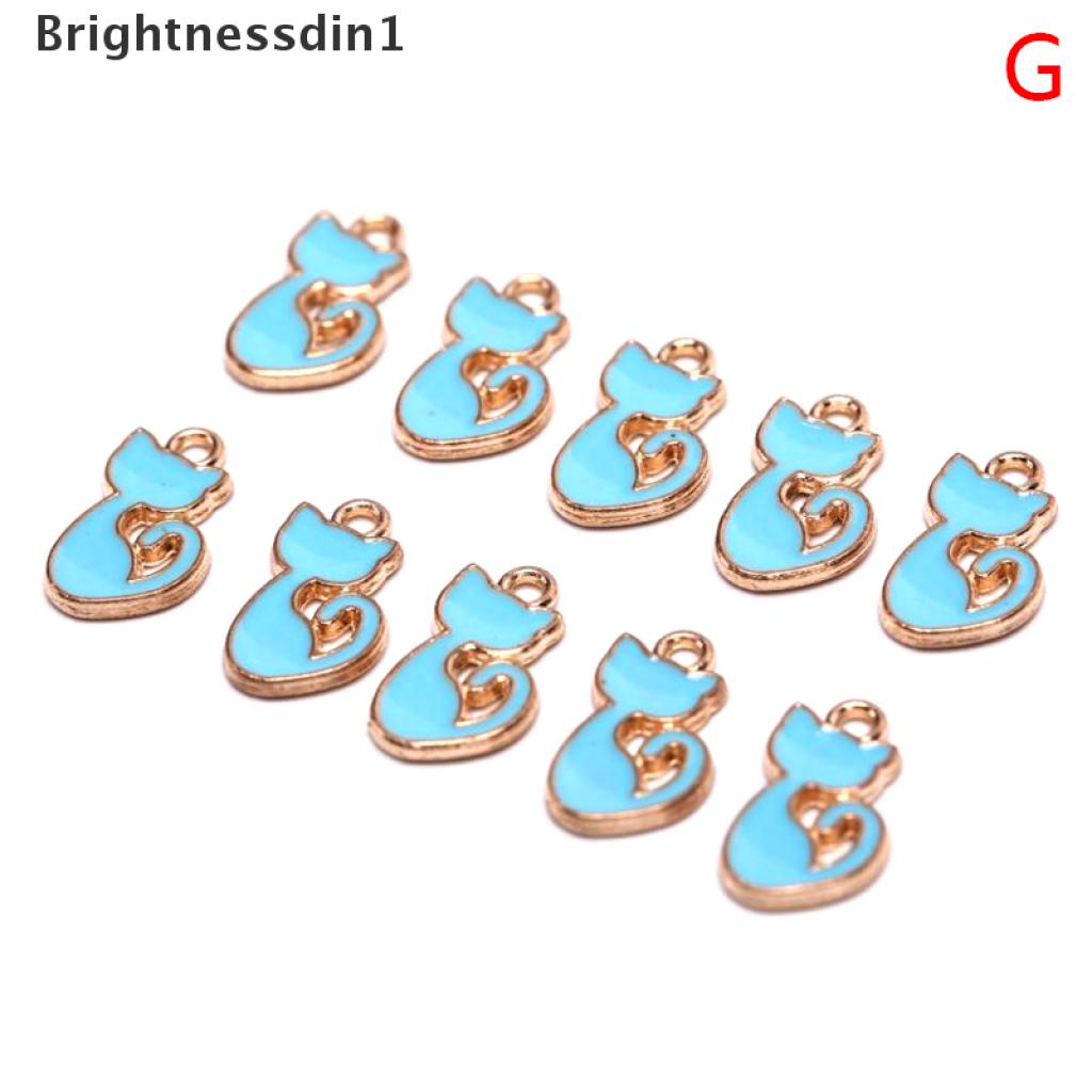 10pcs / set Liontin Enamel Bentuk Kucing Bahan Alloy Untuk Membuat Perhiasan