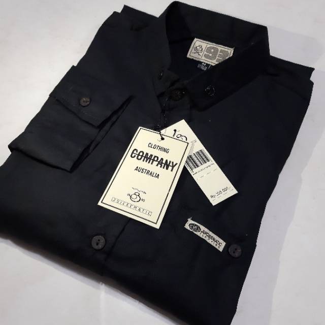 Ekslusive Kemeja  pria  hitam polos merek  surfing lengan 